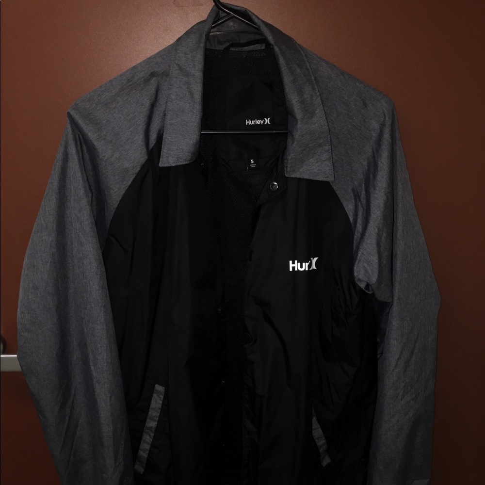 Hurley Black and Gray Button-Up Wind Breaker